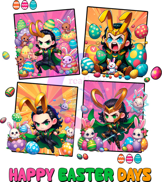 Easter super heroes : happy easter days 4 squares DTF 10