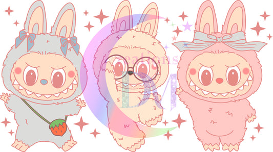 LABUBU - blue , beige and pink