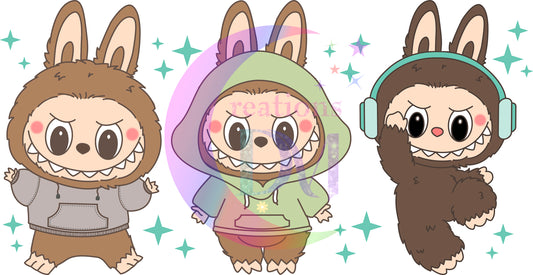 LABUBU - brown with sweaters and earbuds