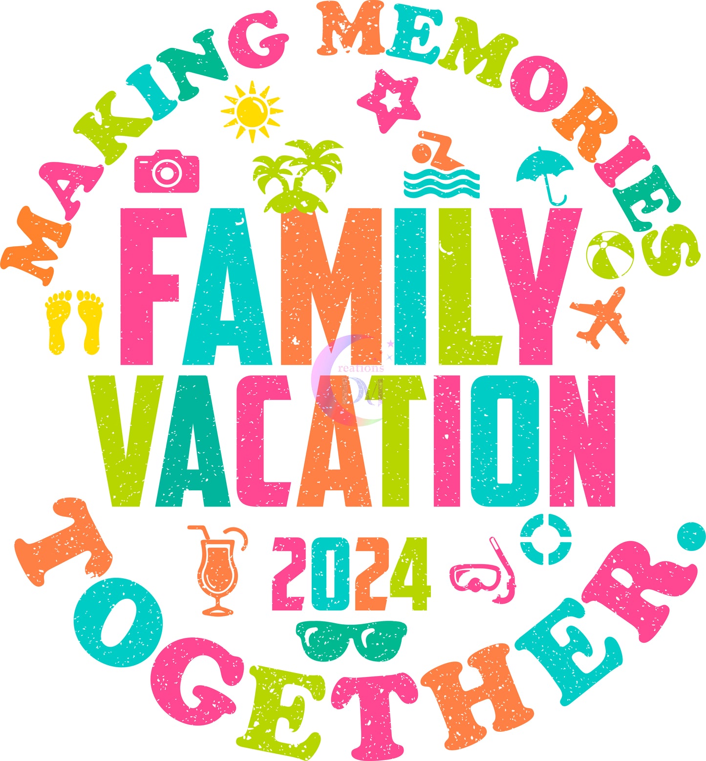 vacation DTF - family vacation neon colors