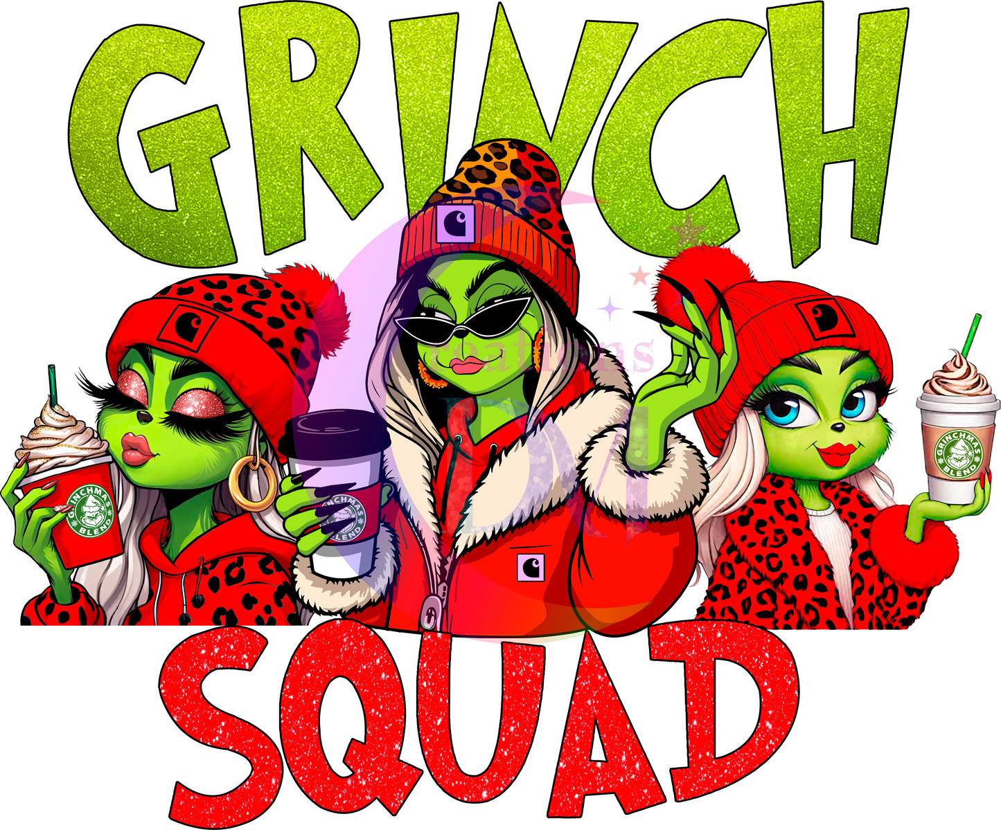 Christmas DTF - grinch - grinch squad red