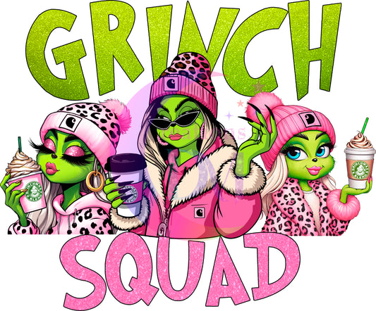 Christmas DTF - grinch - grinch squad pink