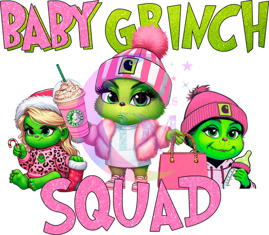 Christmas DTF - grinch - baby grinch squad pink