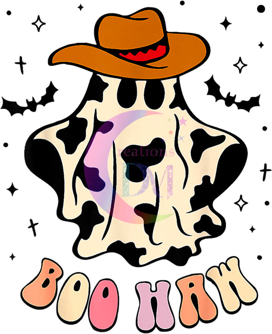 halloween DTF - boo-haw ghost cow print