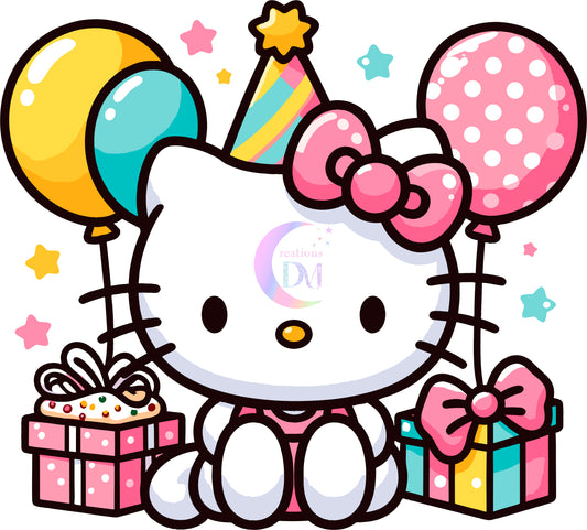 Happy birthday DTF - Hello Kitty with balloons