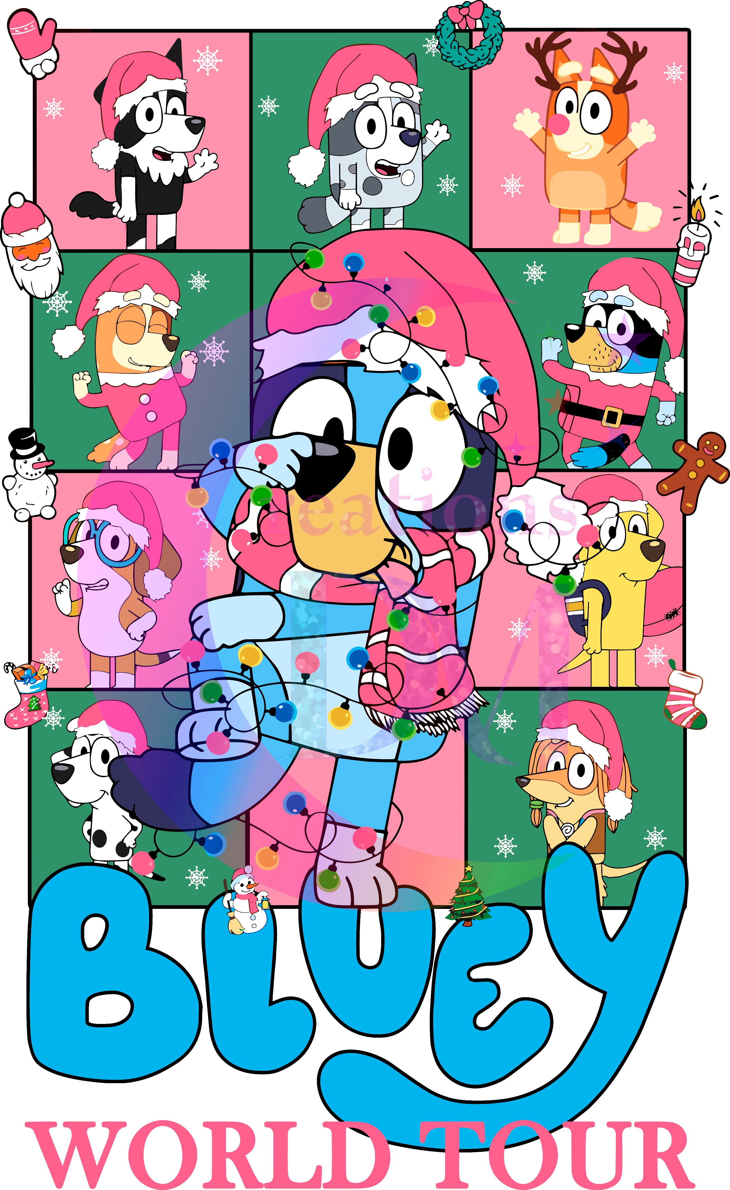 Christmas DTF - bluey - bluey collage – dm printed creations