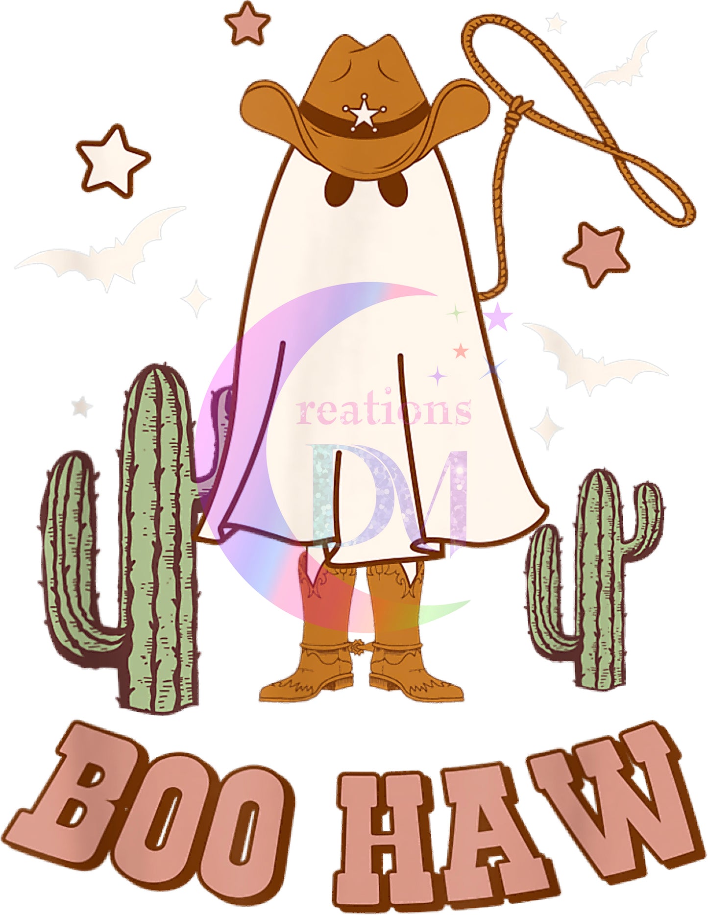 halloween DTF - boo-haw ghost cactus with sombrero