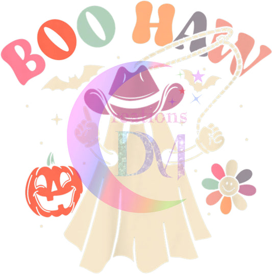 halloween DTF - boo-haw ghost colorful