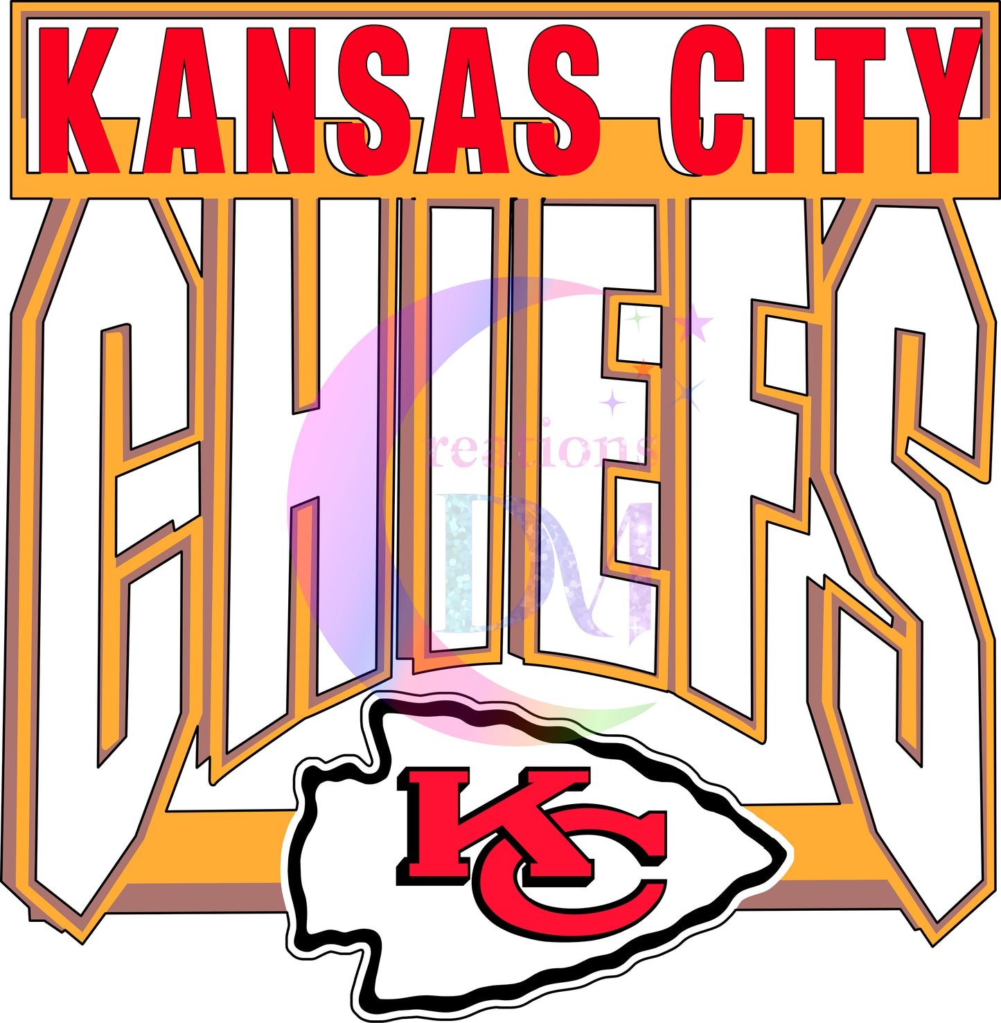 kansas chiefs football -  chiefs, yellow outline , red letters