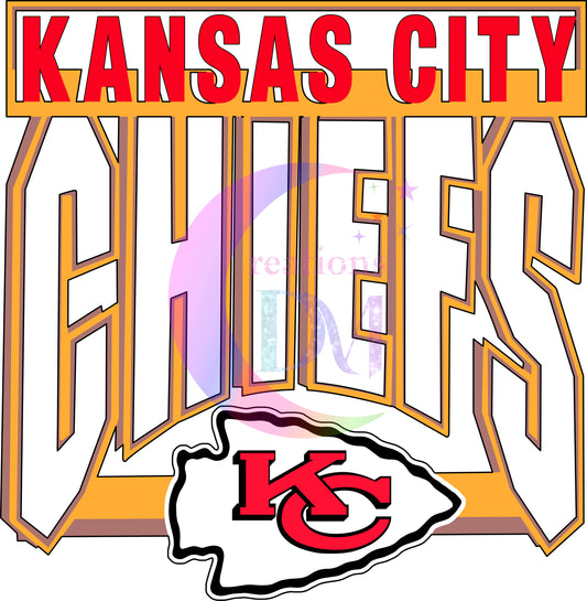 kansas chiefs football -  chiefs, yellow outline , red letters