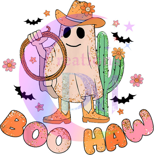 halloween DTF - boo-haw ghost cactus - bats - flowers