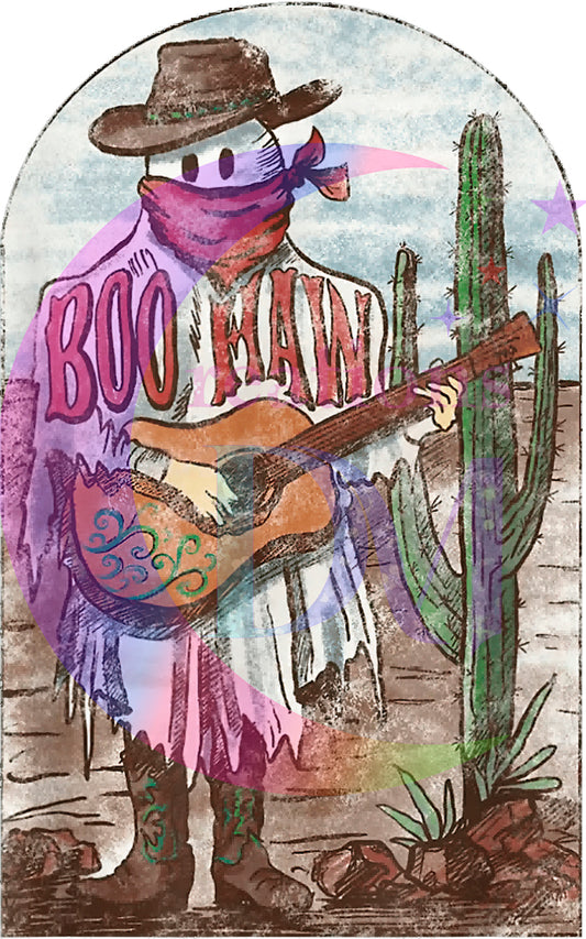 halloween DTF - boo-haw ghost cactus and guitar