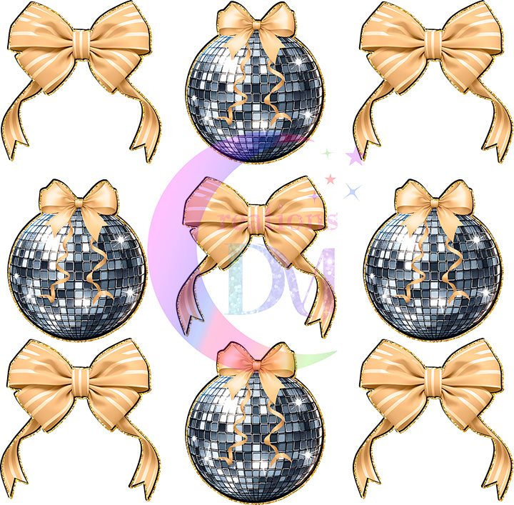 new years-  new year disco Ball and bows