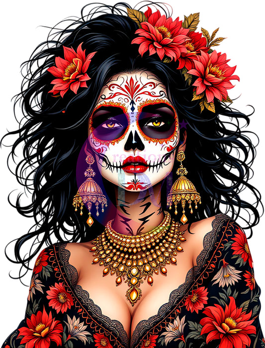 Dia de los muertos/Day of the Dead-   women with gold jewelry