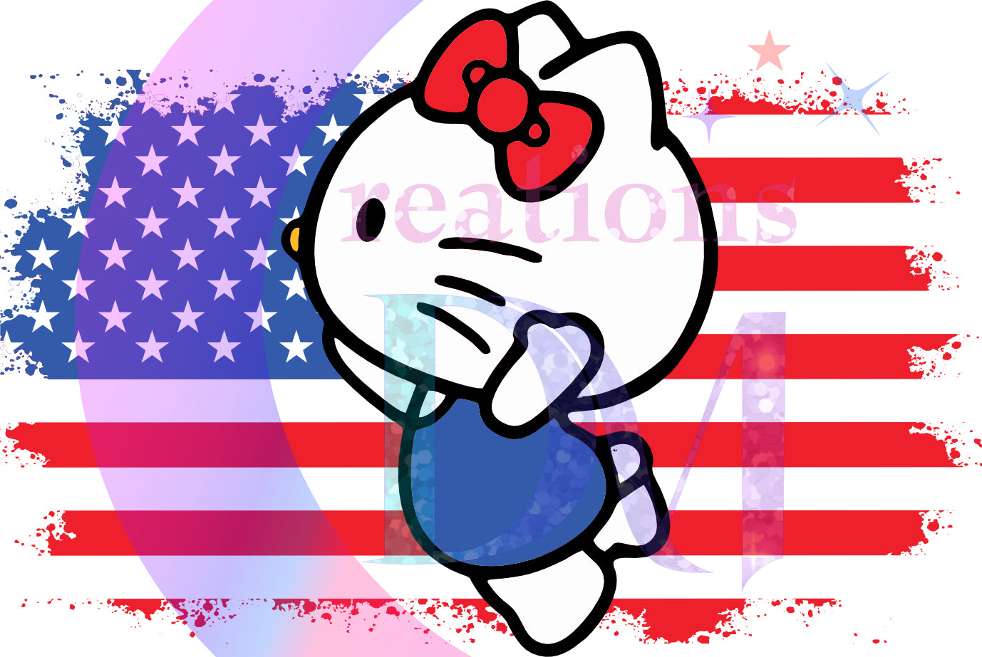 Fourth of July DTF - happy 4th hello kitty looking opposite way