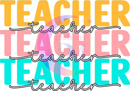 back to school DTF - TEACHER colored