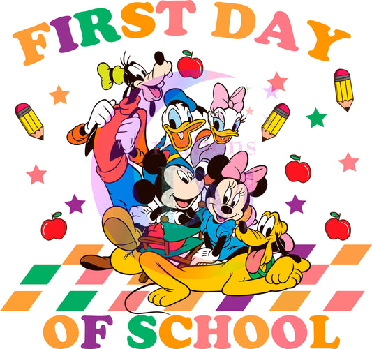 back to school DTF - first day of school Mickey Mouse