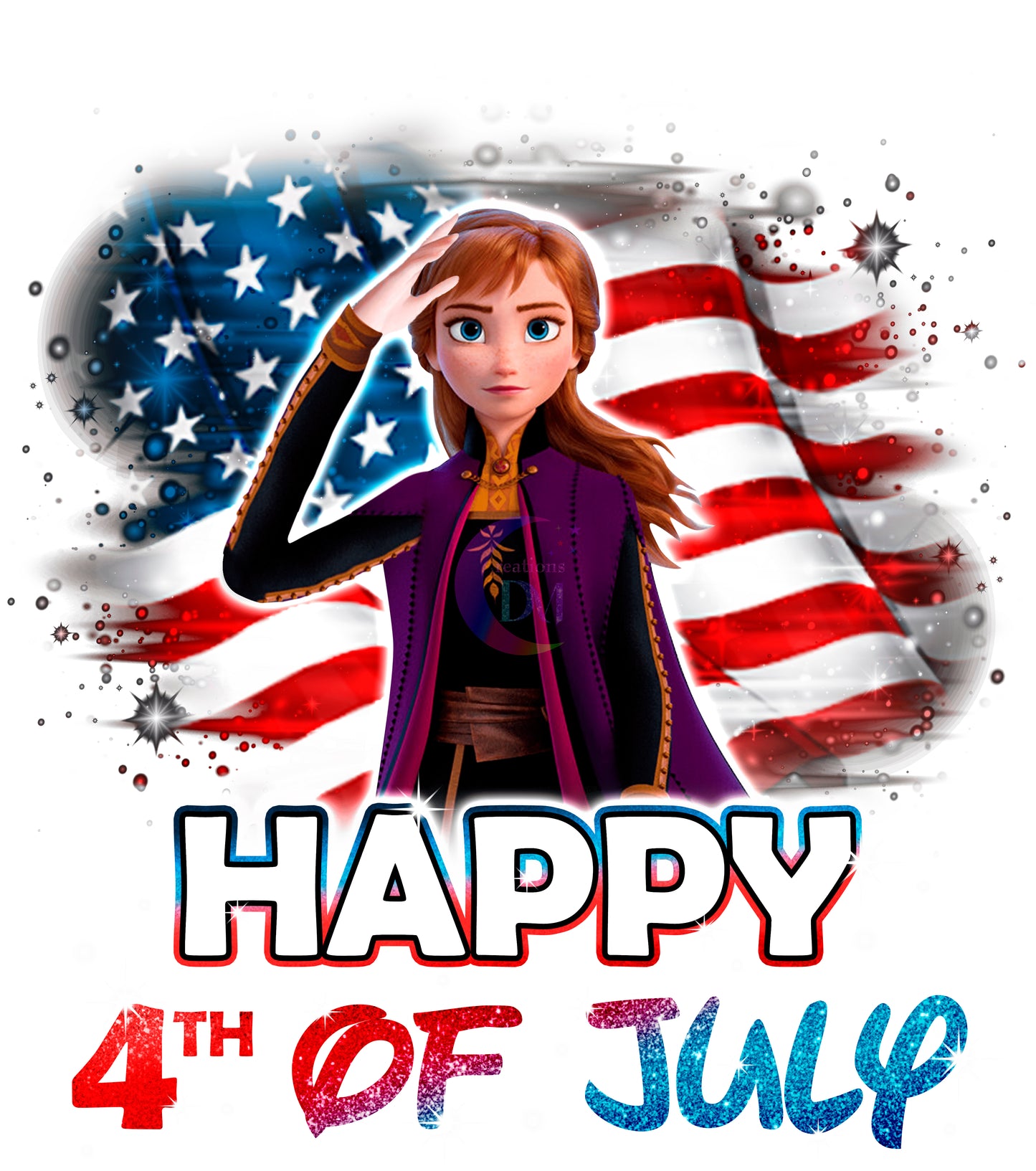 Fourth of July DTF - happy 4th Anna from frozen