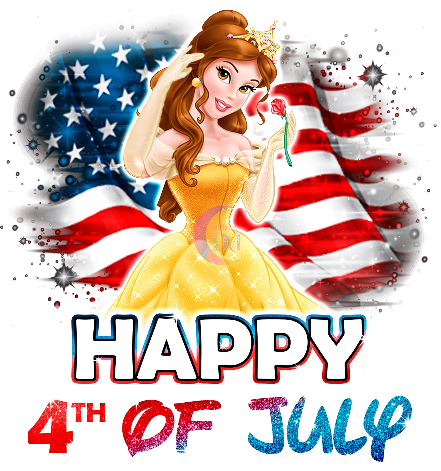 Fourth of July DTF - happy 4th belle from beauty and the beast