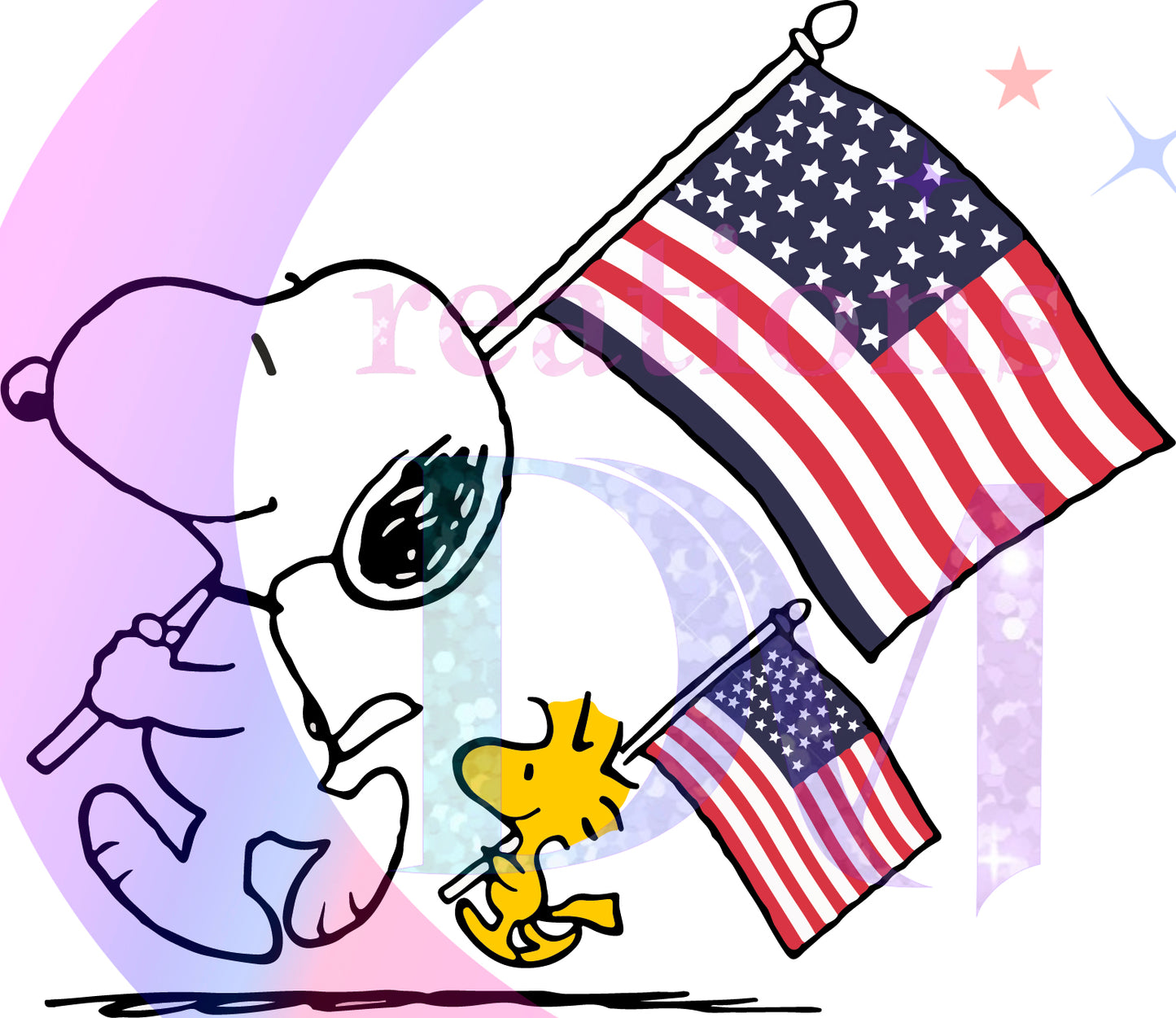 Fourth of July  -   snoopy holding flag 2