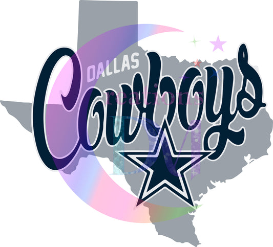 Dallas Cowboys -  grey Texas with cowboys logo