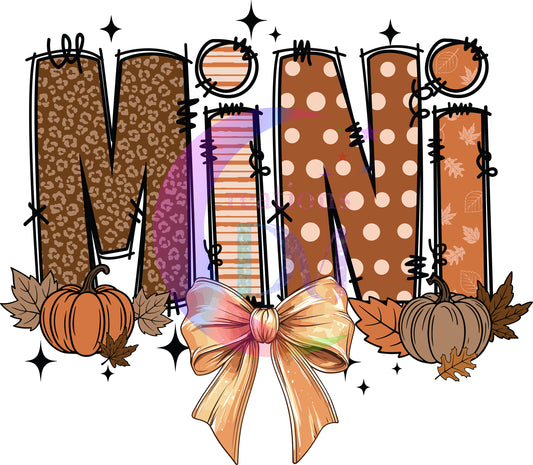 Thanksgiving DTF- mimi  bow fall pumpkin