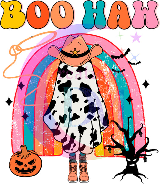 halloween DTF - boo-haw ghost rainbow