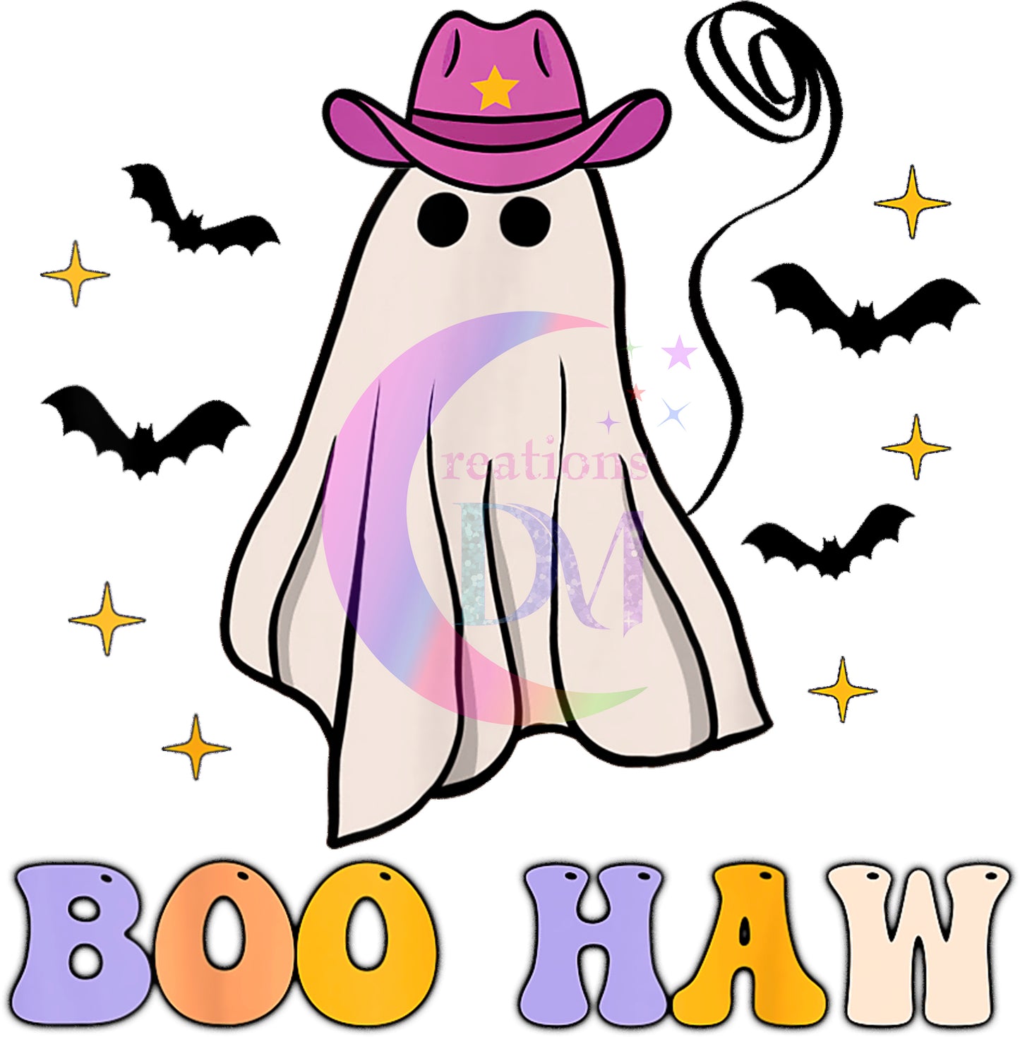 halloween DTF - boo-haw ghost pink-orange-white-yellow