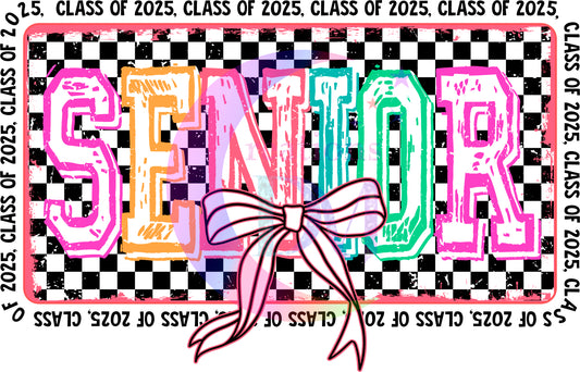 graduation DTF - senior colorful, checkered background