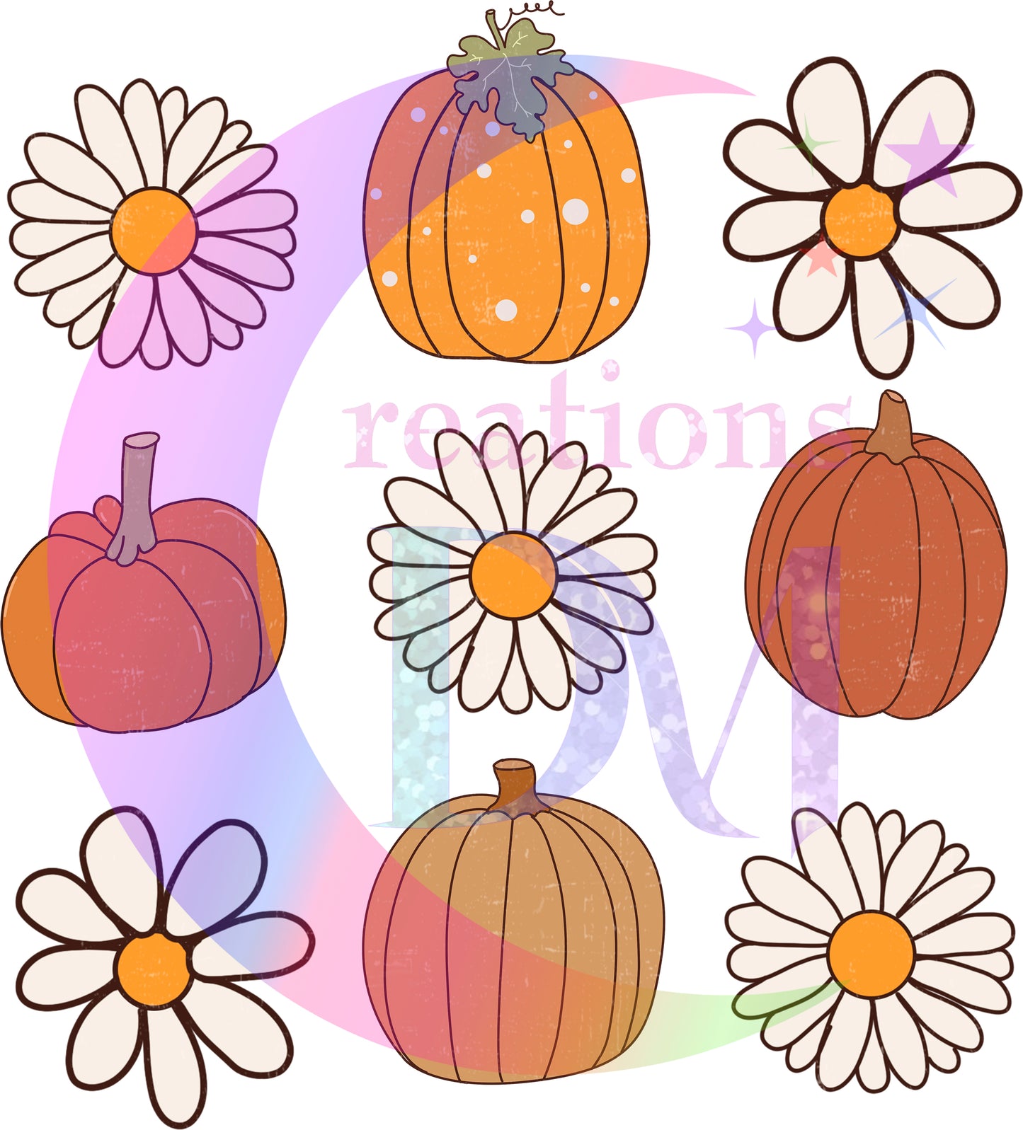 Fall DTF - pumpkins & flowers x9