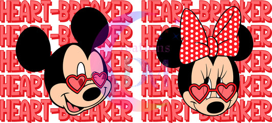 UV DTF - valentines Mickey Mouse and Minnie side by side