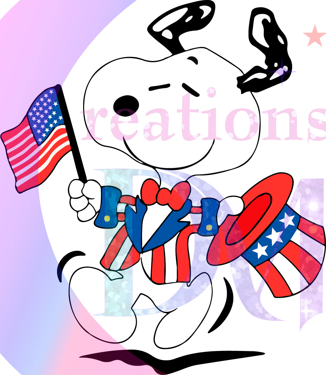 Fourth of July  -   snoopy holding flag 3