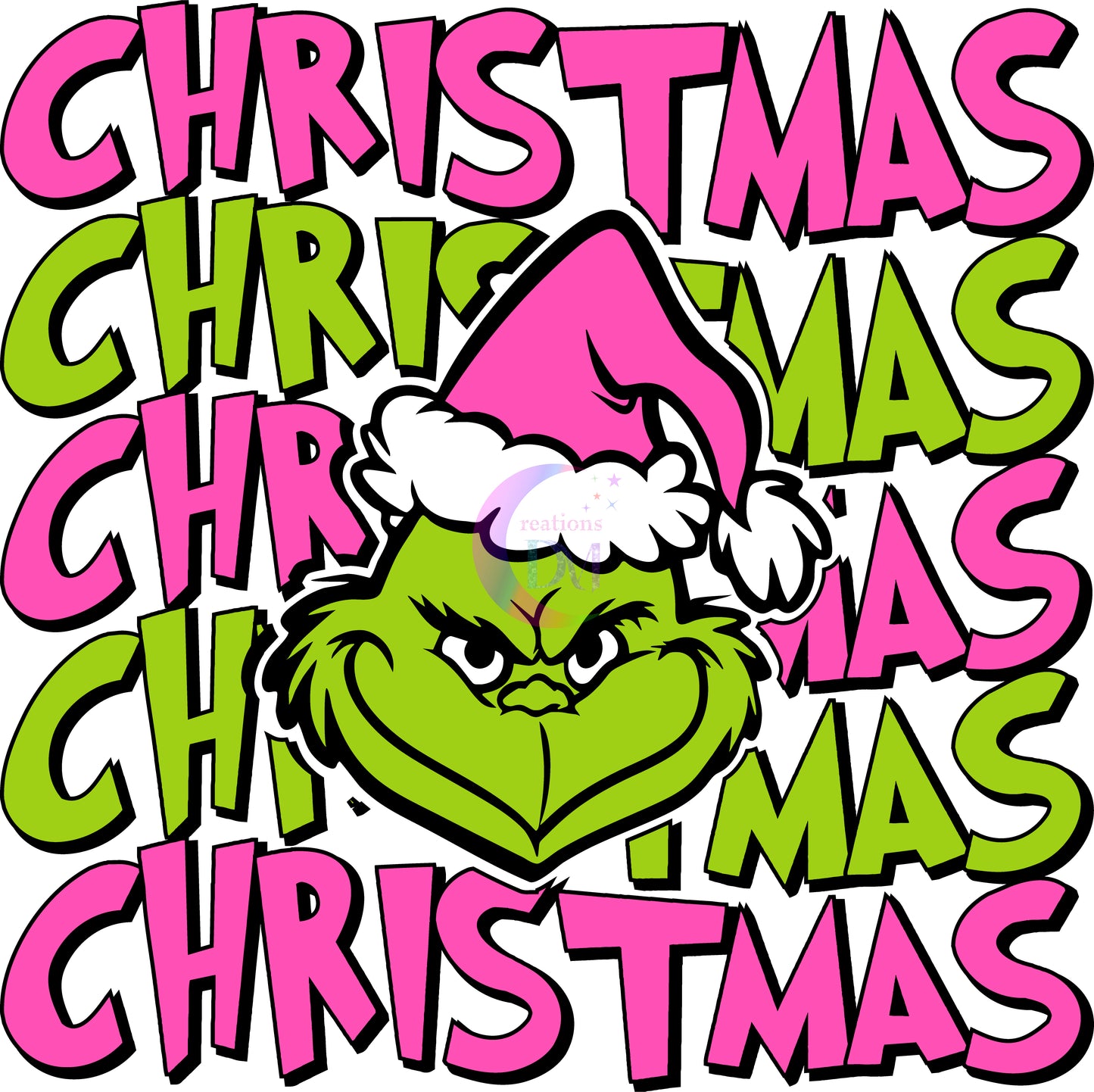 Christmas DTF - grinch Christmas pink and green