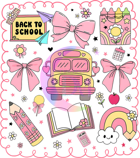back to school DTF - back to school pink bus