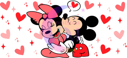 UV DTF - valentines red and pink mickey & Minnie