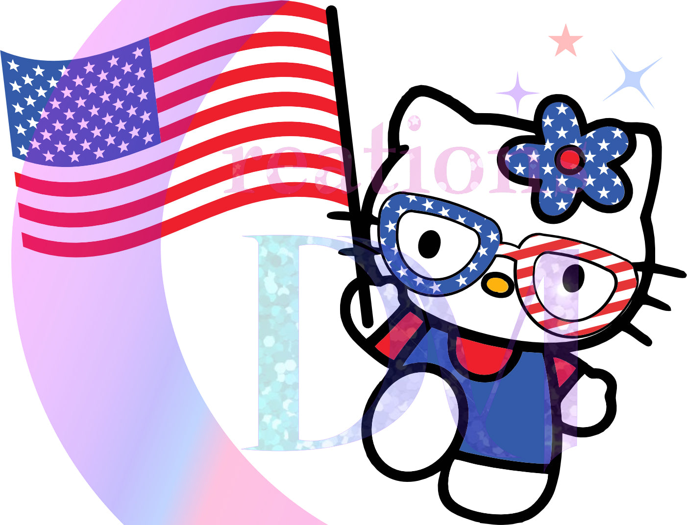 Fourth of July DTF - happy 4th of July  hello kitty glasses