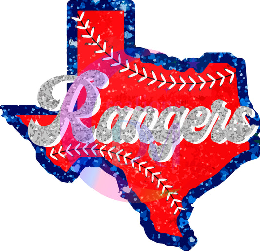 Texas rangers - red and bluer glitter