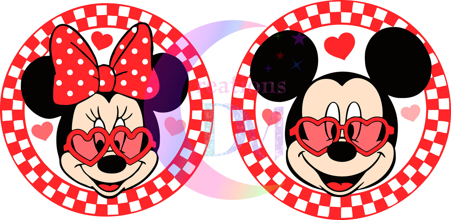 UV DTF - valentines mickey and Minnie circle