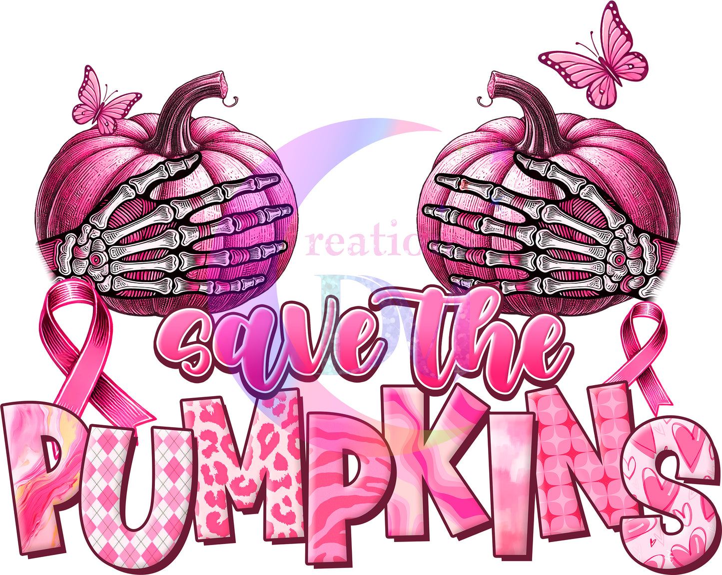 breast cancer awareness month - save the pumpkins pink ribbon