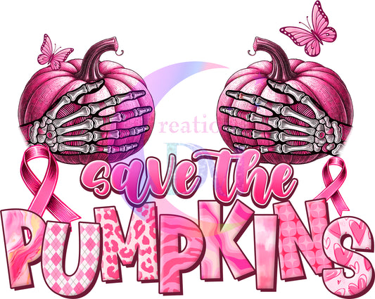 breast cancer awareness month - save the pumpkins pink ribbon