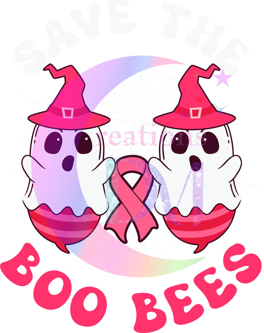 breast cancer awareness month - boo-bees ghosts with witch hats