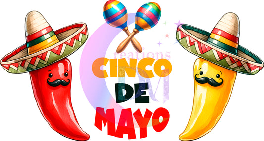cinco de mayo DTF - cinco de mayo red and yellow chiles