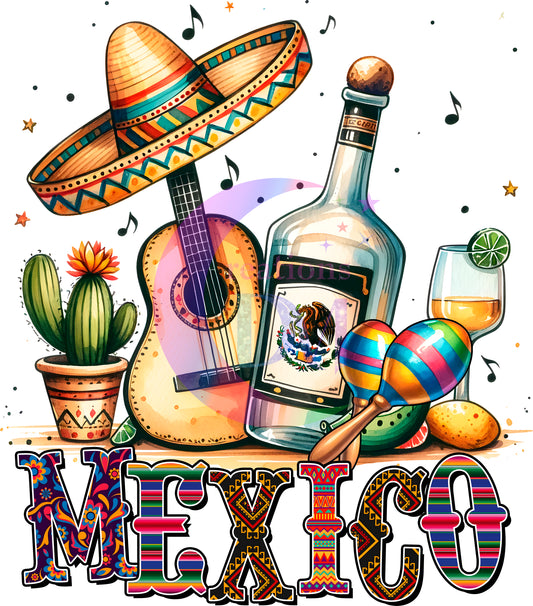 cinco de mayo DTF -  MEXICO, guitarra and tequila