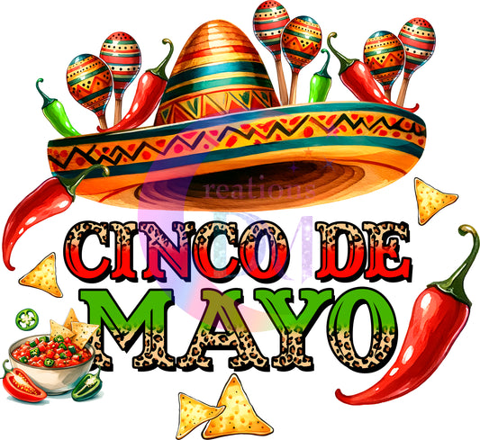 cinco de mayo DTF -  CINCO DE MAYO chips, chile and sombrero