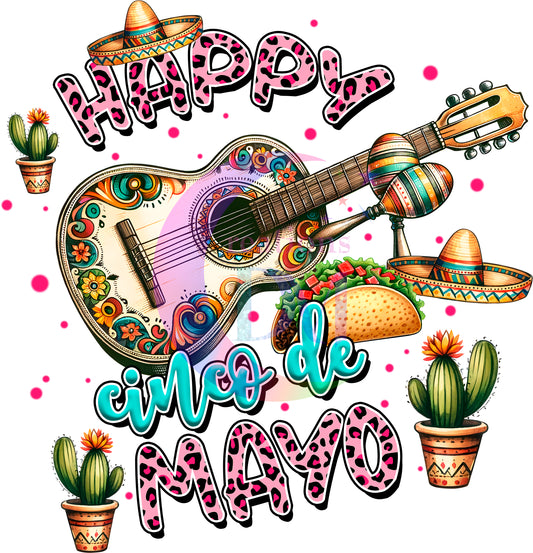 cinco de mayo DTF - happy cinco de mayo pink leopard