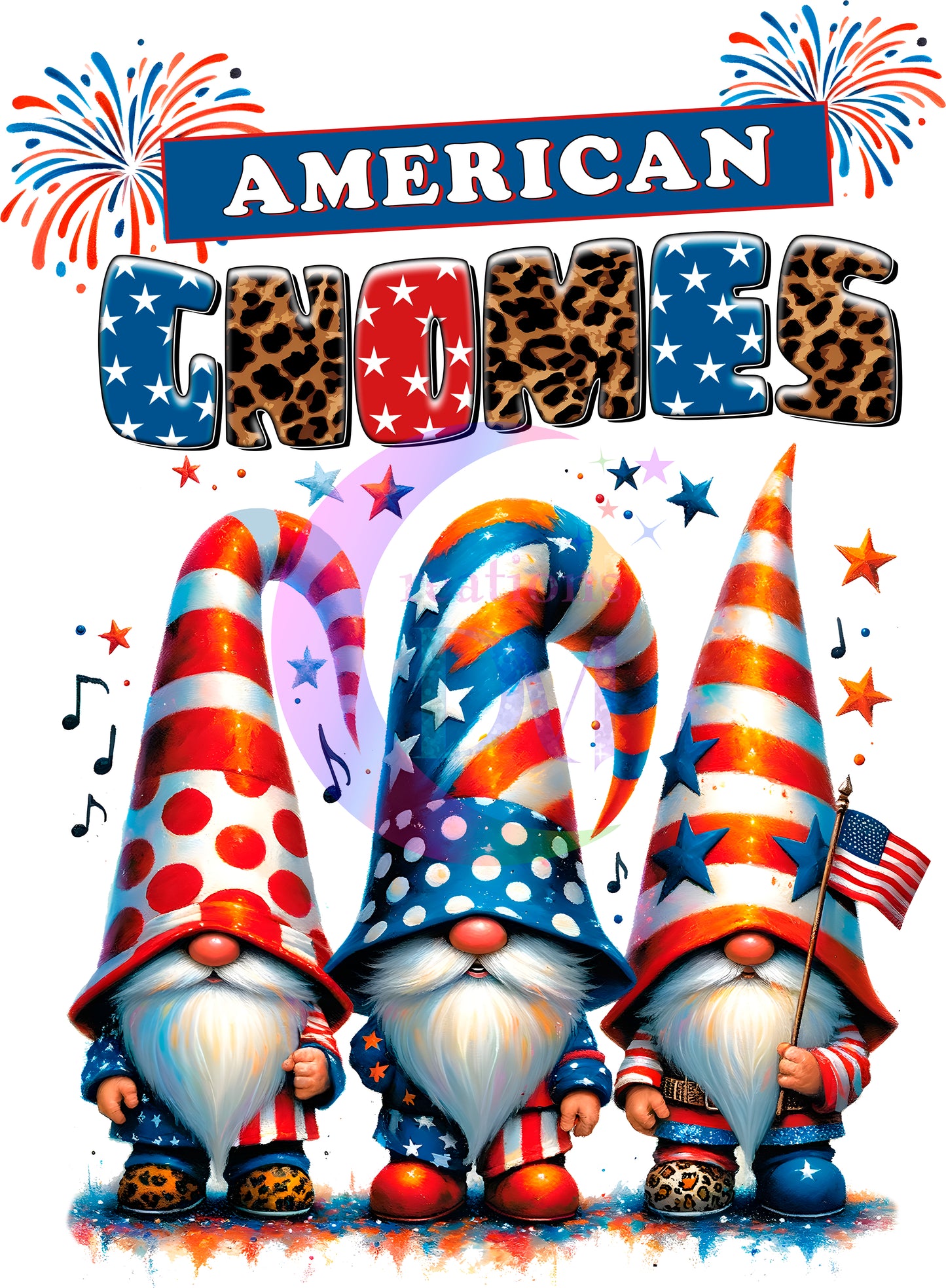 Fourth of July  - American gnomes cheetah print