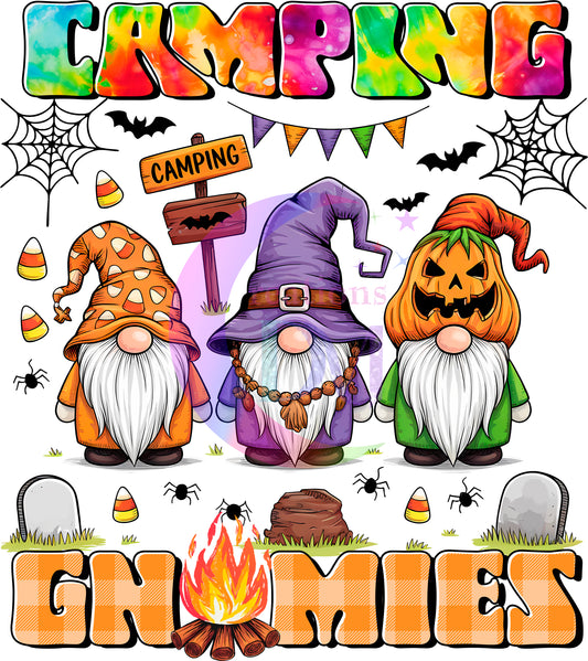 halloween DTF - camping gnomies