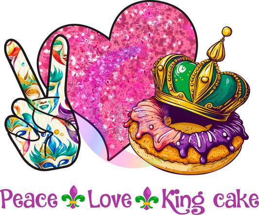 mardi gras - peace love - king cake