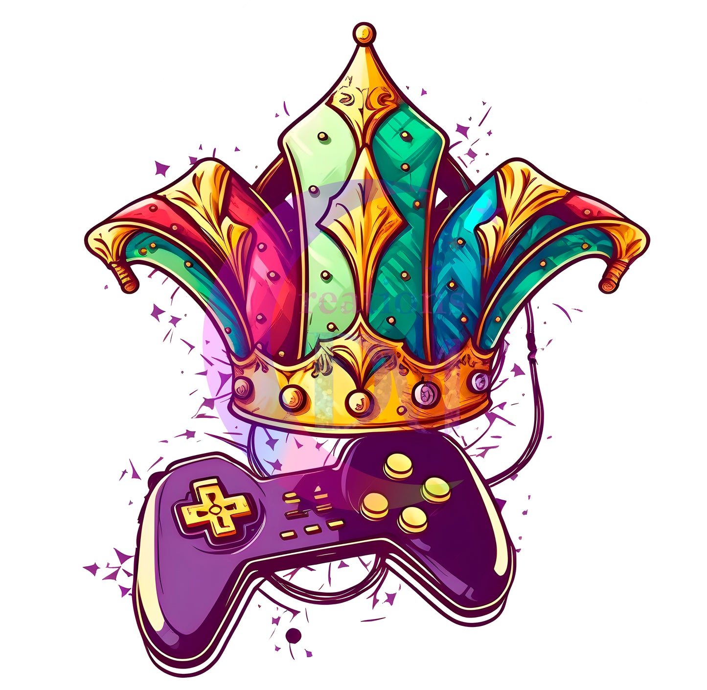 mardi gras - game controller and crown