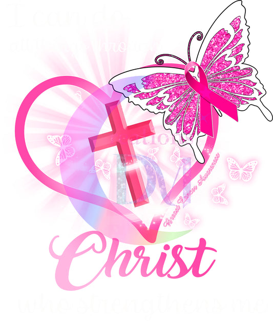 breast cancer awareness month - pink heart christ butterfly